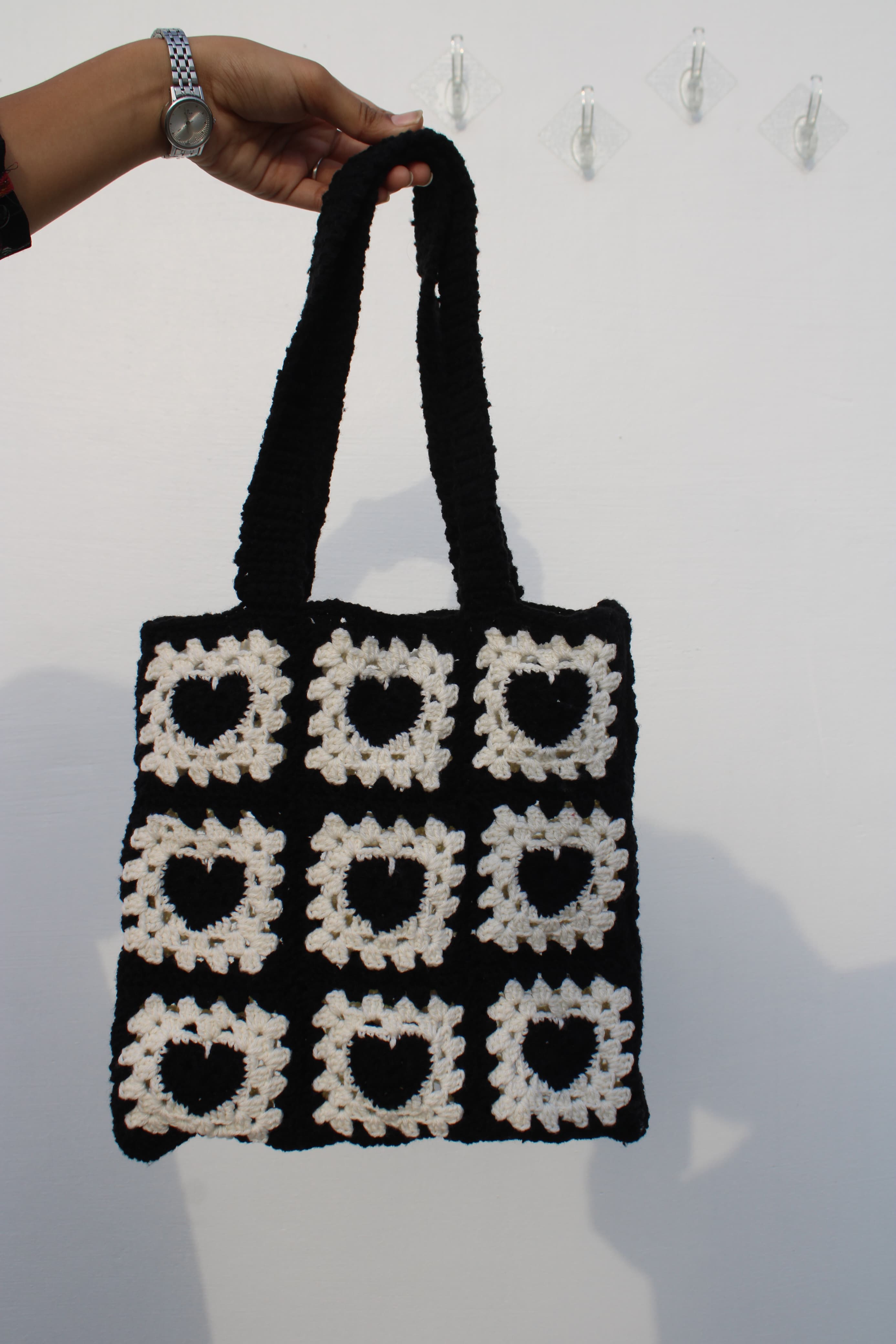 Stylish Heart granny square bag